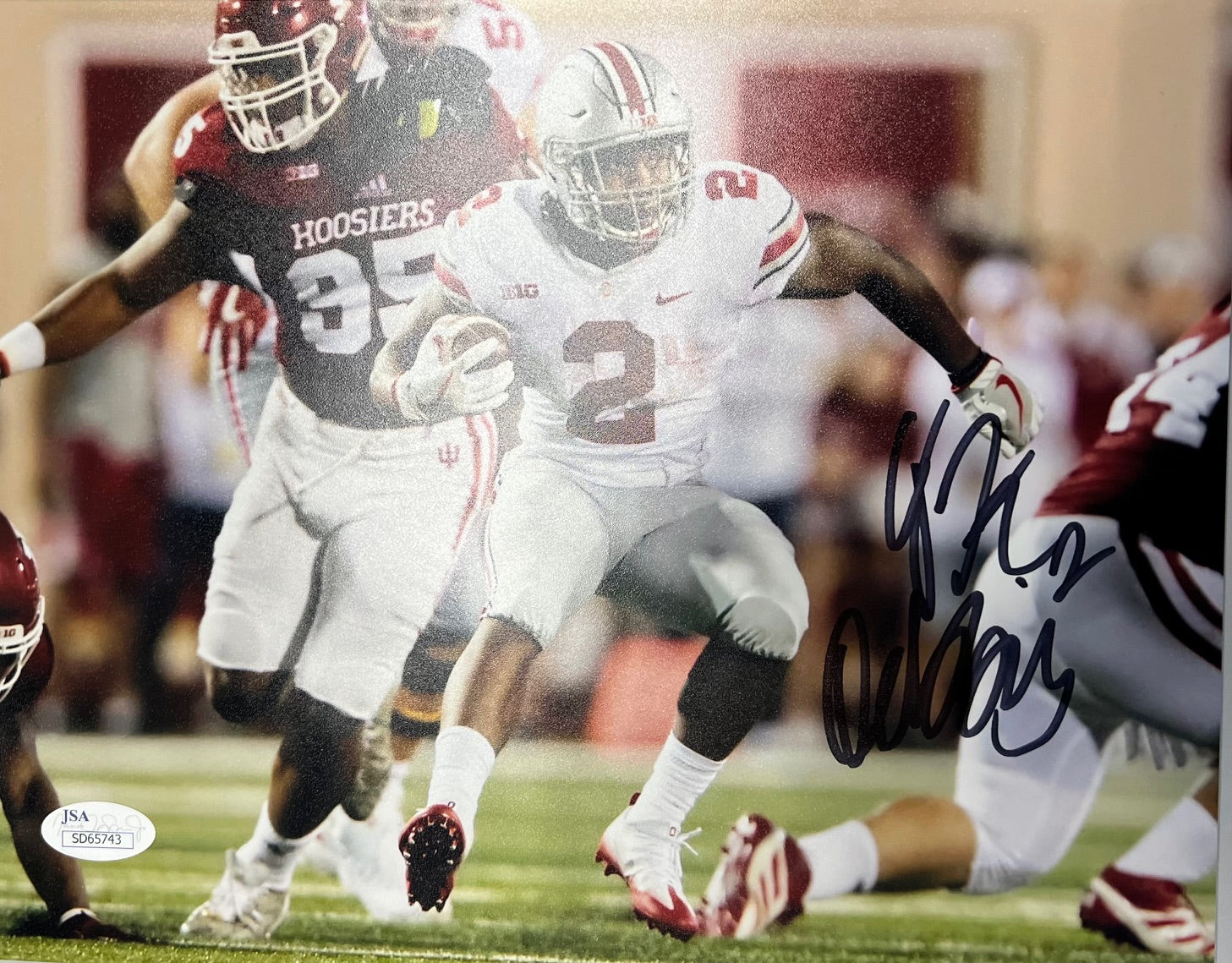 Ohio State JK Dobbins Signed 8x10 Horizontal with JSA COA Dazzle