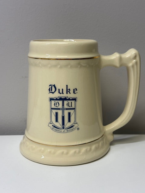 Duke University Stein- Creme w/ Navy Blue Logo Thin Trimming