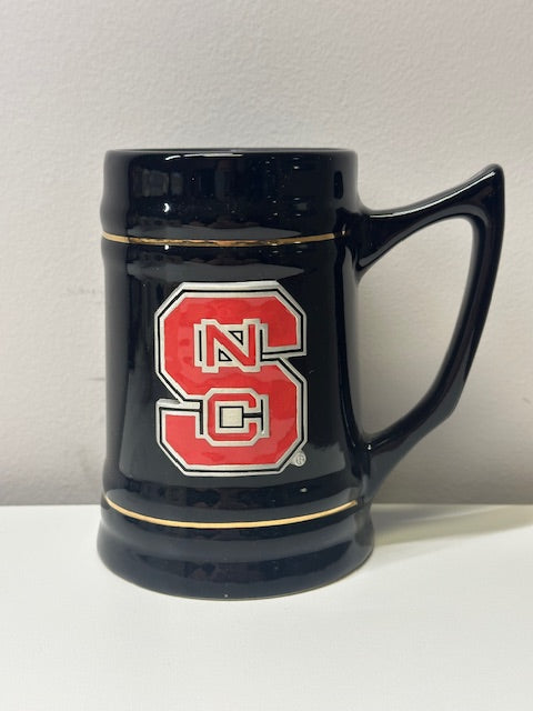 NC State Stein- Black w/ Logo Gold Trimming
