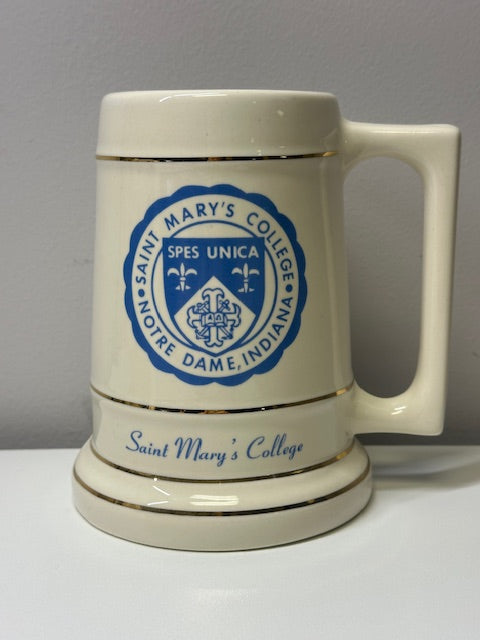 Saint Mary's College Stein- Creme w/ Logo Gold Trimming