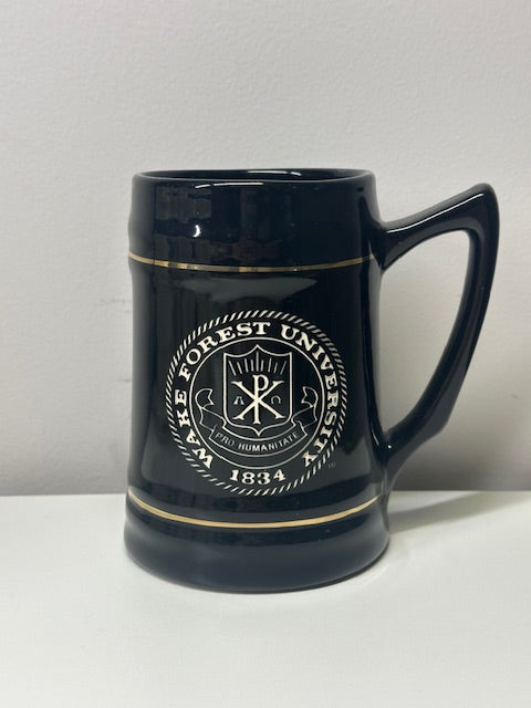 1834 Wake Forest University Stein- Black w/ White Logo Gold Trimming