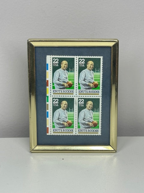 Notre Dame Knute Rockne 4 Stamps Framed