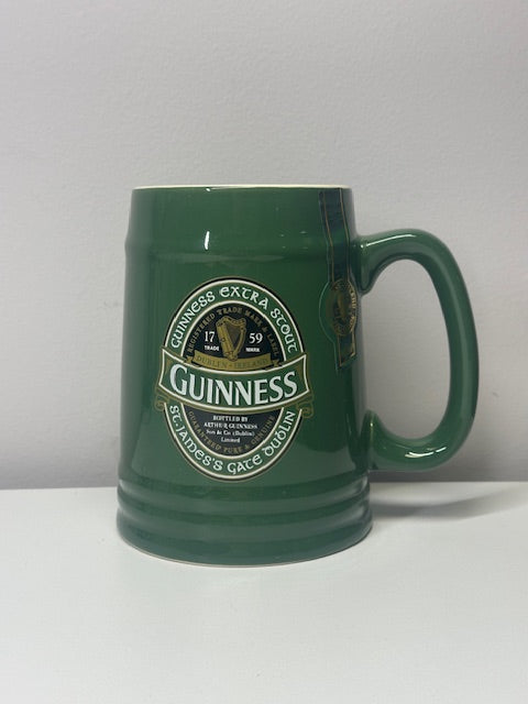 Guinness Extra Stout Beer Coffee Mug St. James’s Gate Dublin Raised Irish Green