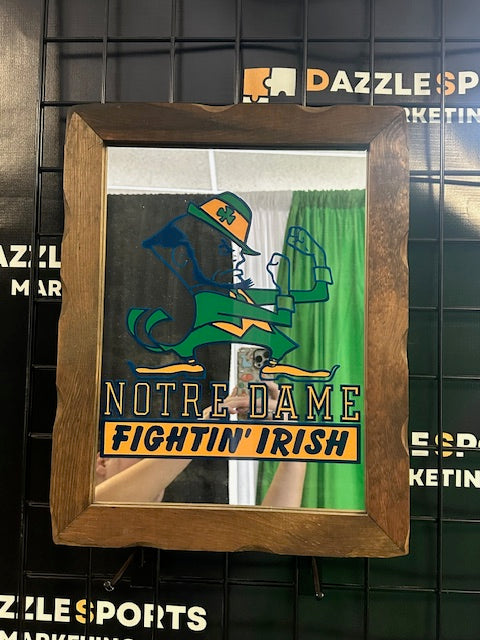 Notre Dame Fightin Irish Mirrored Framed 15x19 Logo