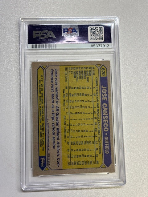 Topps Jose Canseco 620 Signed Authentic Card PSA COA