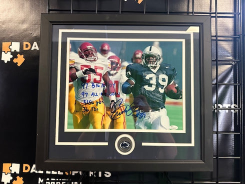 Penn State Curtis Enis Signed/Inscribed 11x14 Framed Photo JSA COA