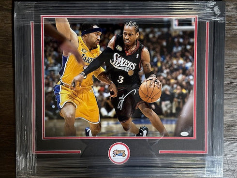 Sixers Allen Iverson Signed Framed 16x20 Photo JSA COA