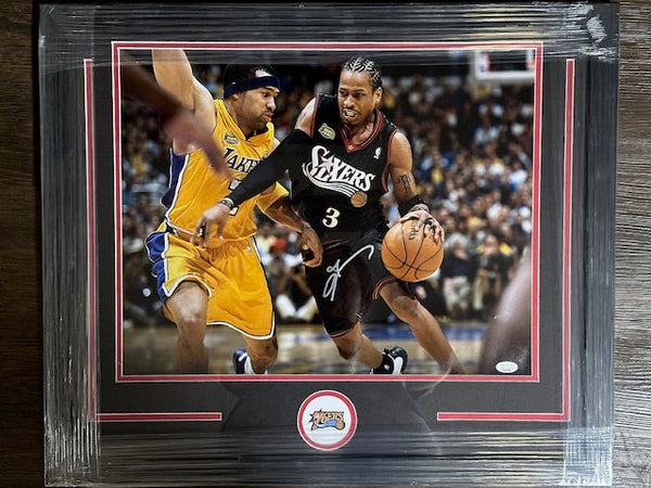 Sixers Allen Iverson Signed Framed 16x20 Photo JSA COA