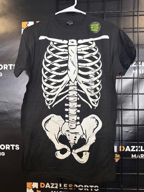 Tultex Skeleton Bones Glow in the Dark T-Shirt Size S NWOT