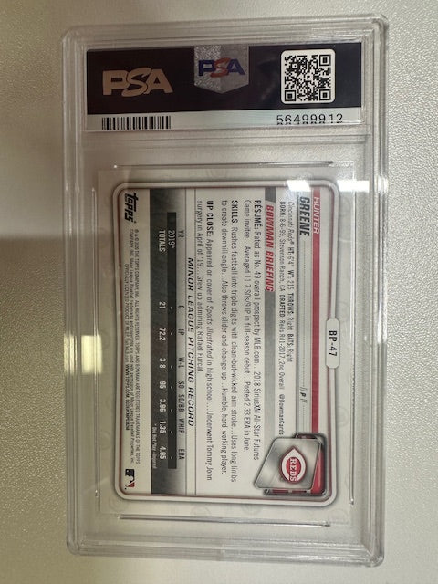2020 Bowman Hunter Greene Paper Prospects PSA 9 MINT