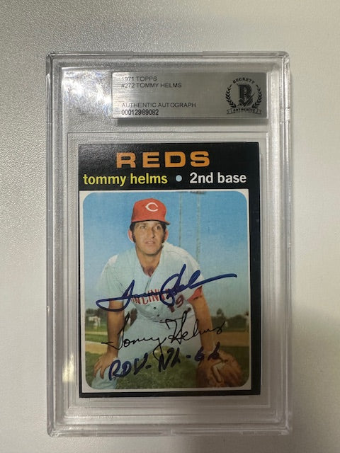1971 Topps Tommy Helms #272 Signed Card Beckett COA