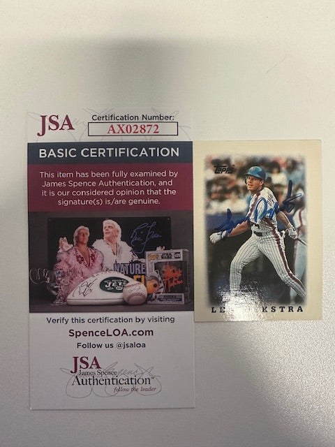 Len Dykstra #59 Signed Mini Baseball Card JSA COA