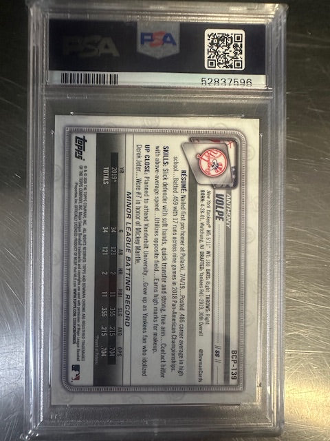 2020 Bowman Chrome Anthony Volpe #BCP139 PSA Mint 10