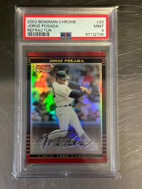2002 Bowman Chrome Refractor #20 Jorge Posada 052/500 PSA Mint 9