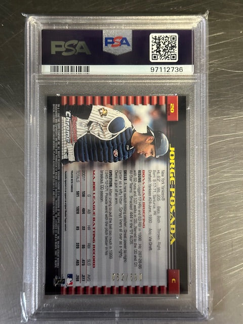 2002 Bowman Chrome Refractor #20 Jorge Posada 052/500 PSA Mint 9