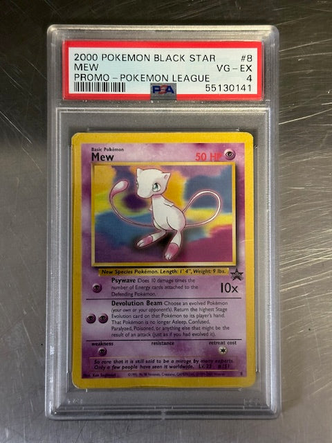 2000 Pokémon Black Star #8 Mew Promo- Pokémon League PSA 4