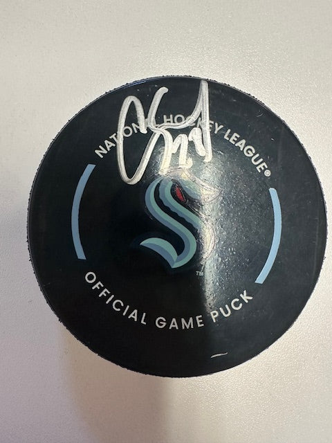 Seattle Kraken Carson Soucy Signed Official Game Puck Fanatics COA