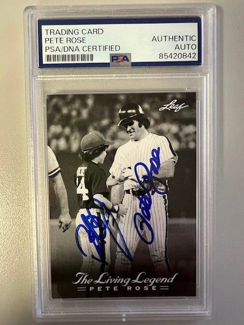 Cincinnati Reds Pete Rose Signed Leaf Trading Card PSA/DNA