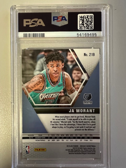 2019 Panini Mosaic Ja Morant #219 Gem MT 10 PSA
