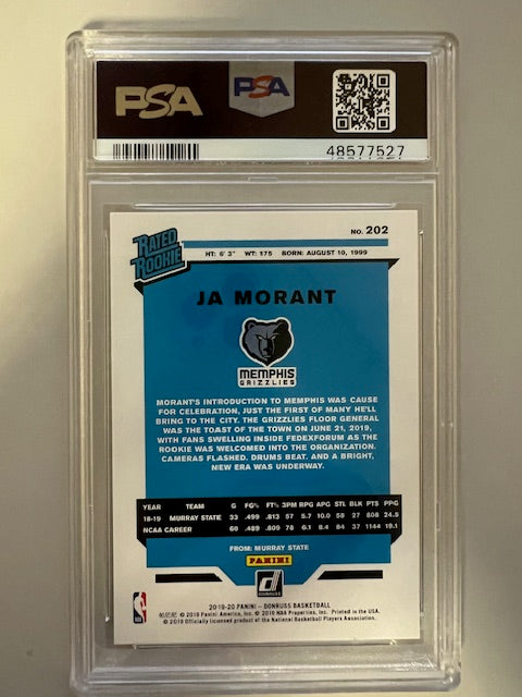 2019 Panini Donruss Ja Morant #202 Mint 9 PSA Trading Card