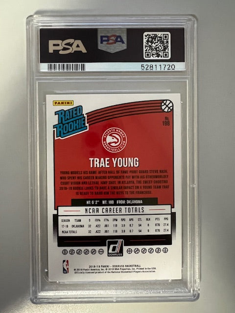 2018 Panini Donruss Trae Young #198 Mint 9 Trading Card