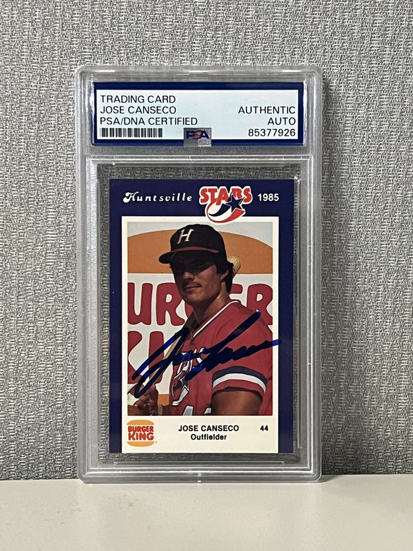 1985 Huntsville Stars Burger King #44 Signed Jose Canseco Stars PSA COA