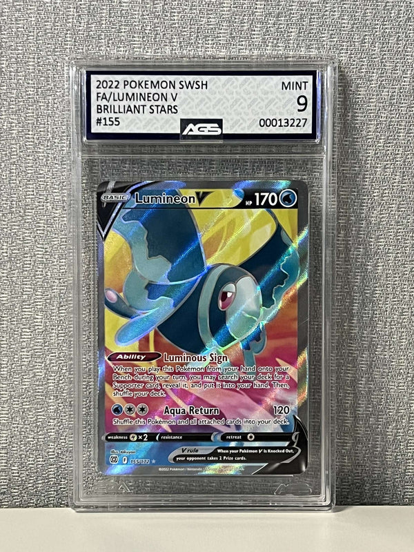 2022 Pokémon SWSH FA/Lumineon V Brilliant Stars #155 AGS Mint 9