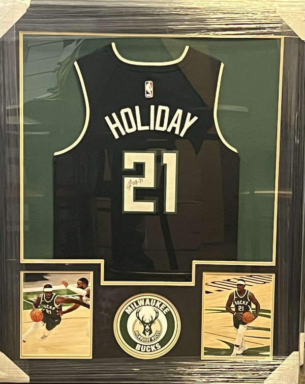 Bucks Jrue Holiday Signed Framed Jersey