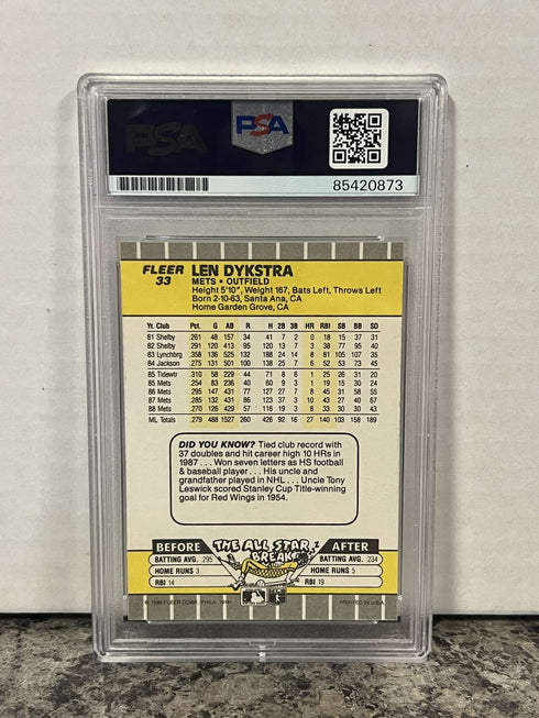 Lenny Dykstra PSA/DNA Certified Authentic Auto Trading Card