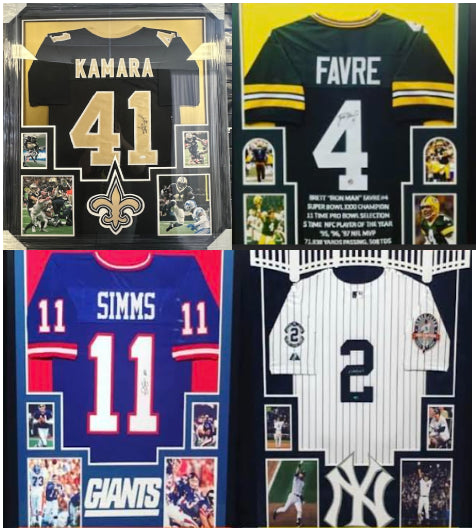 Custom Jersey Framing - Vertical with 4 pictures