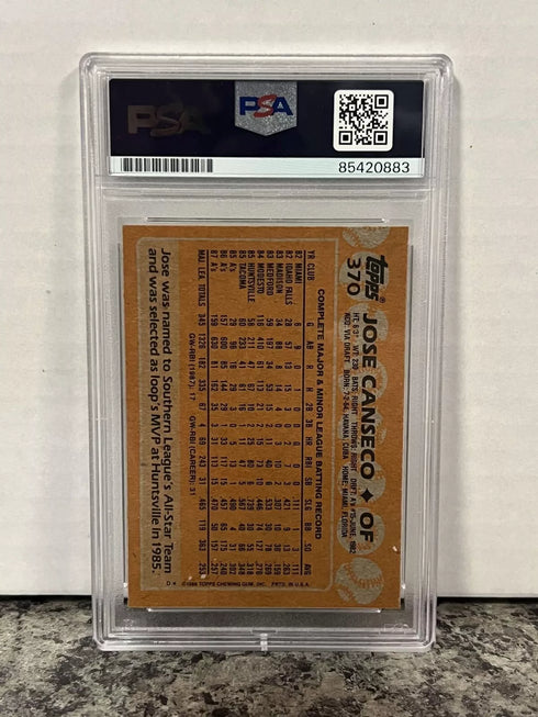 Jose Canseco PSA/DNA Authentic Auto Trading Card