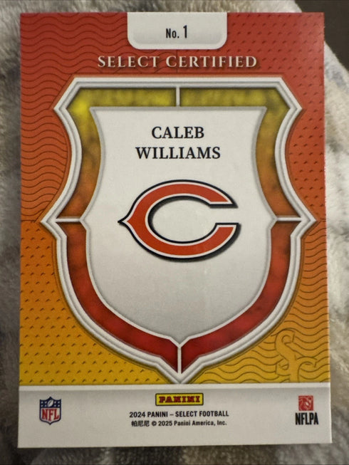 Panini 2024 Select Certified Rookie Insert Caleb Williams Chicago Bears #1