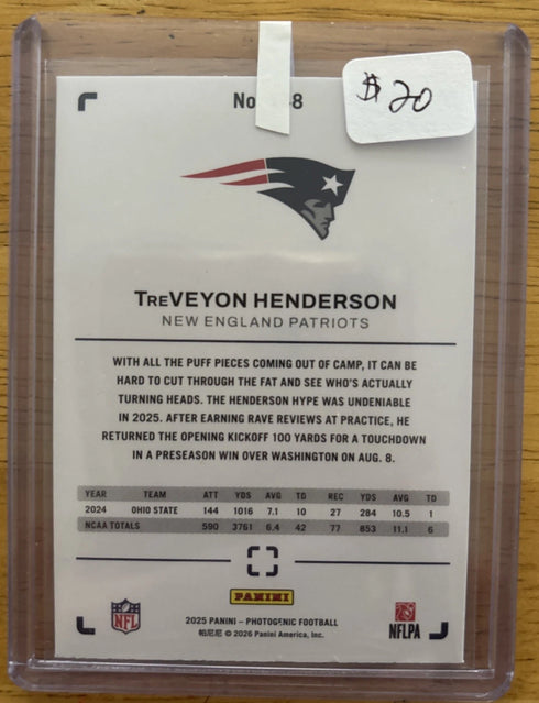 2025 Panini Photogenic Treveyon Henderson #148 /99 RC