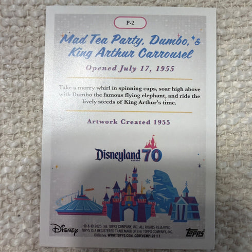 Topps 2025 Disneyland 70th Mad Tea Party Dumbo Carousel P-2 Foil Poster Card