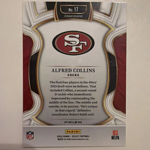 2025 Panini Select - Concourse Alfred Collins #17 Pink Shock Prizm (RC)