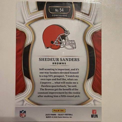 2025 Panini Select Concourse Shedeur Sanders Rookie Cleveland Browns #54 NFL