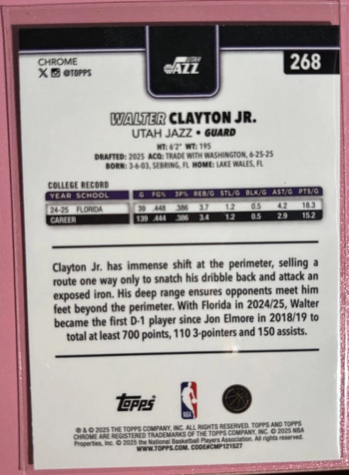 2025-26 Topps Chrome Walter Clayton Jr X-Fractor Rookie RC Jazz