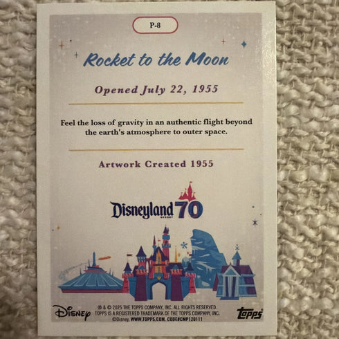 Topps 2025 Disneyland 70th Rocket to the Moon Tomorrowland P-8 Foil Poster Card