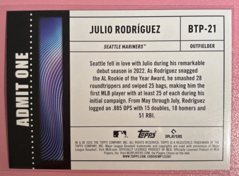 2026 Topps Series 1 Baseball Julio Rodríguez Big Ticket Players
