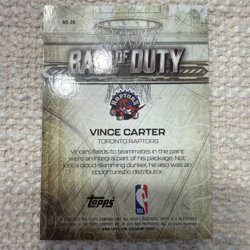 Topps 2025-26 Chrome Ball of Duty Vince Carter Raptors Teal Refractor #BD-20 /75