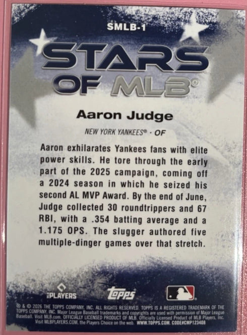 2026 Topps Series 1 - Stars of Mlb Aaron Judge #SMLB-1