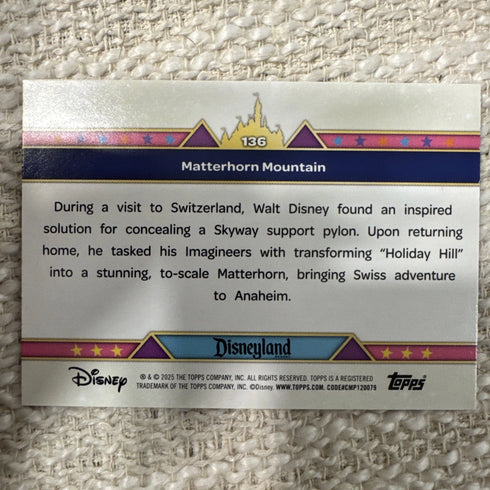 2025 Topps Disneyland 70th Pink Glitter Foil Insert Matterhorn Mountain #136