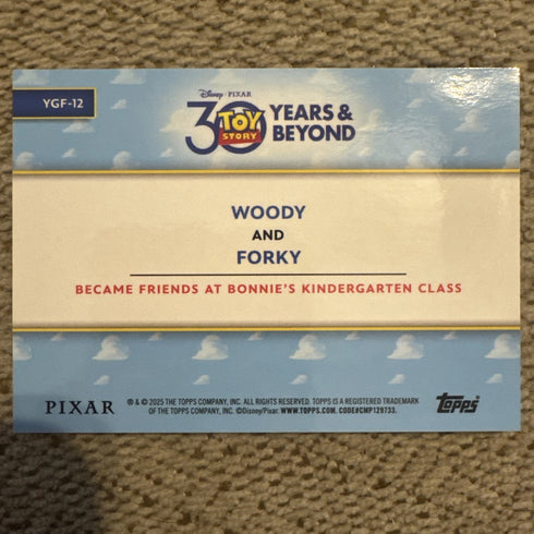 2025 Topps Crystal 30 Years Toy Story Woody Forky You've Got Friend In Me YGF-12