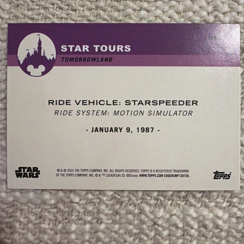 Star Tours- Starspeeder Card 2025 Topps Disneyland 70th Anniversary T54-16