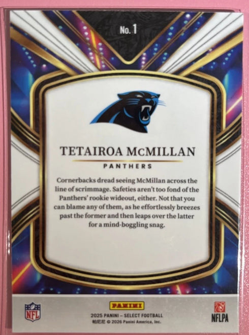 2025 Panini Select Future Rookie Tetairoa McMillan #1 Silver Prizm Panthers