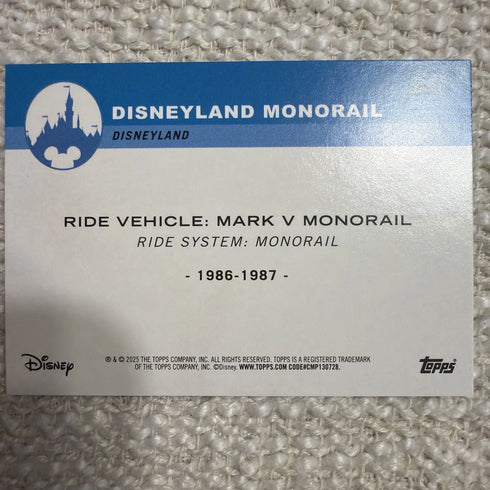 2025 Topps Disneyland 70th Anniversary Mark V Monorail Rainbow Foil #T54-4
