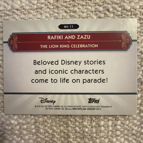 2025 Topps Disneyland 70th Rafiki Zazu Silver Screen to Main Street #MS-11 Foil