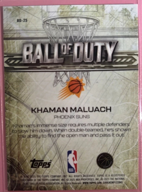 Topps 2025-26 Chrome Ball of Duty Khaman Maluach Suns #BD-25 Basketball Card