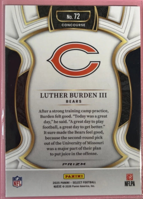 2025 Panini Select - Concourse Luther Burden #72 Black & Red Shock Prizm (RC)