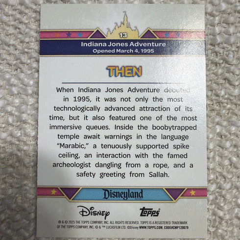 Indiana Jones Adventure RAINBOW FOIL 2025 Topps Disneyland 70th Anniversary #13